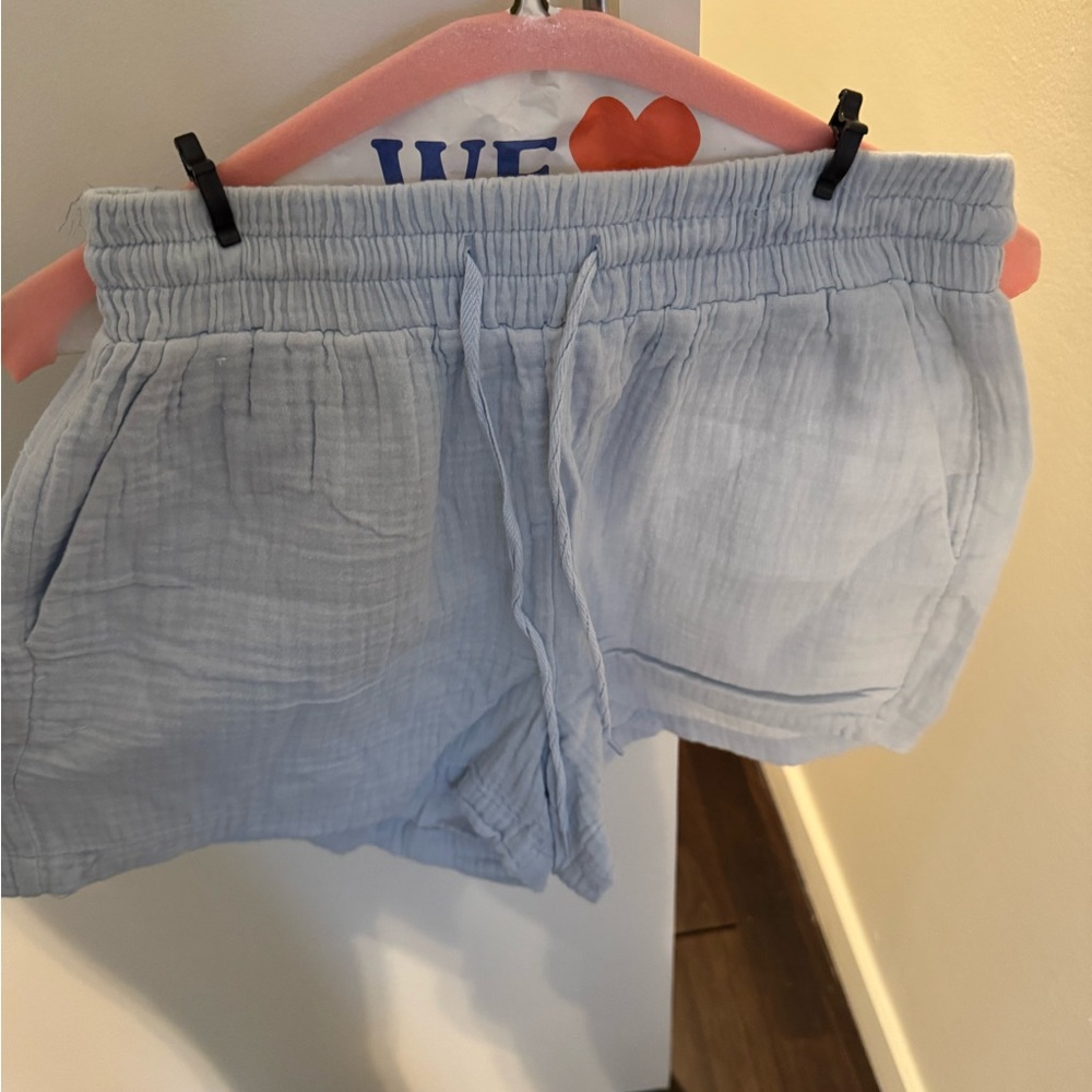 Light Blue Drawstring Shorts